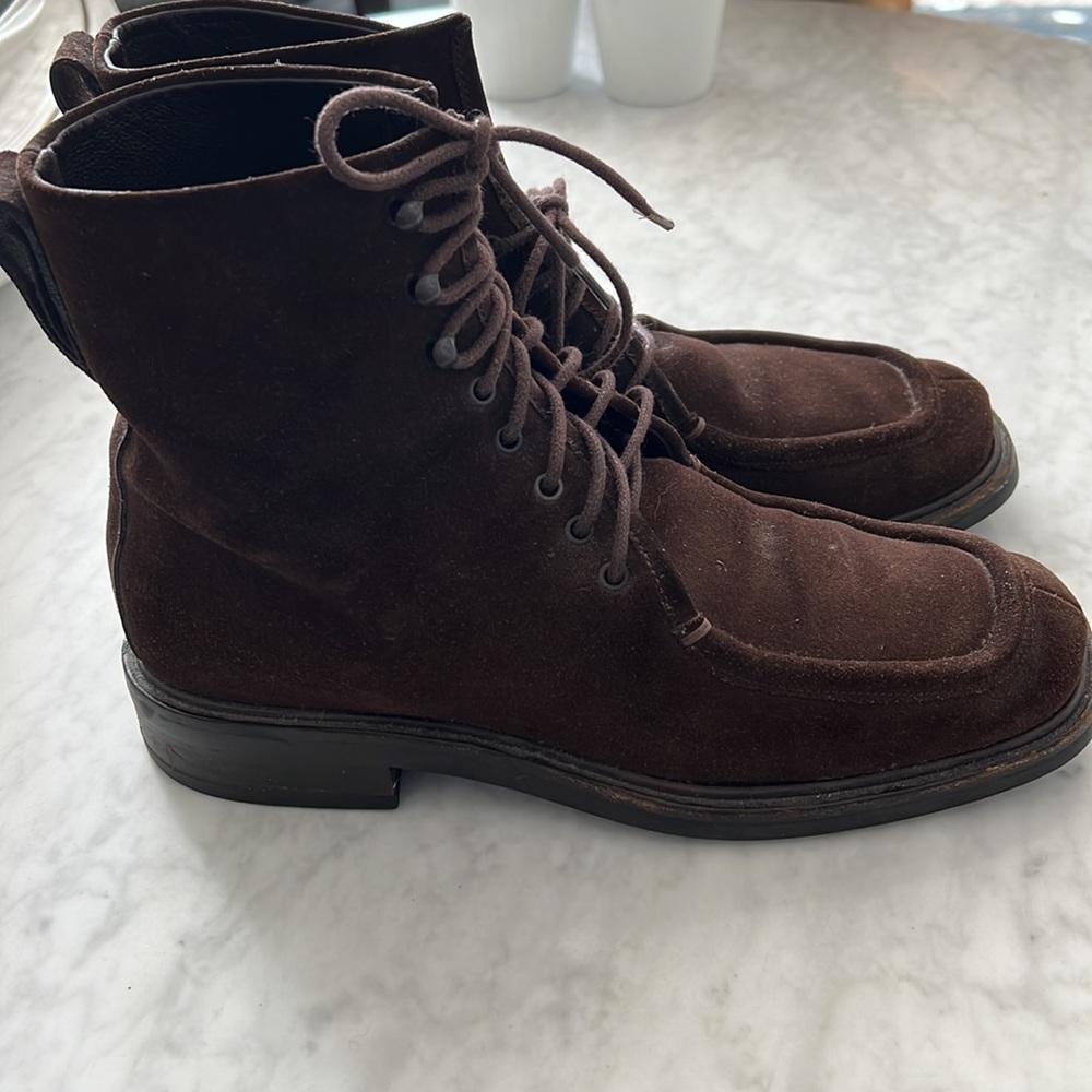 Gucci vintage brown suede lace up boot - Picture 4 of 13